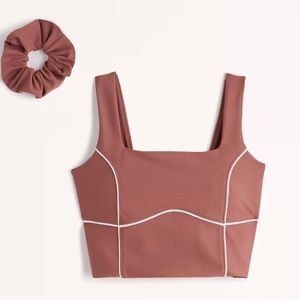 YPB sculptLUX curve love square neck slim tank with matching scrunchie | A&F